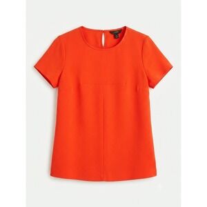 J. Crew Women Red Orange Short Sleeve Keyhole Back Crepe Blouse Top Size 0